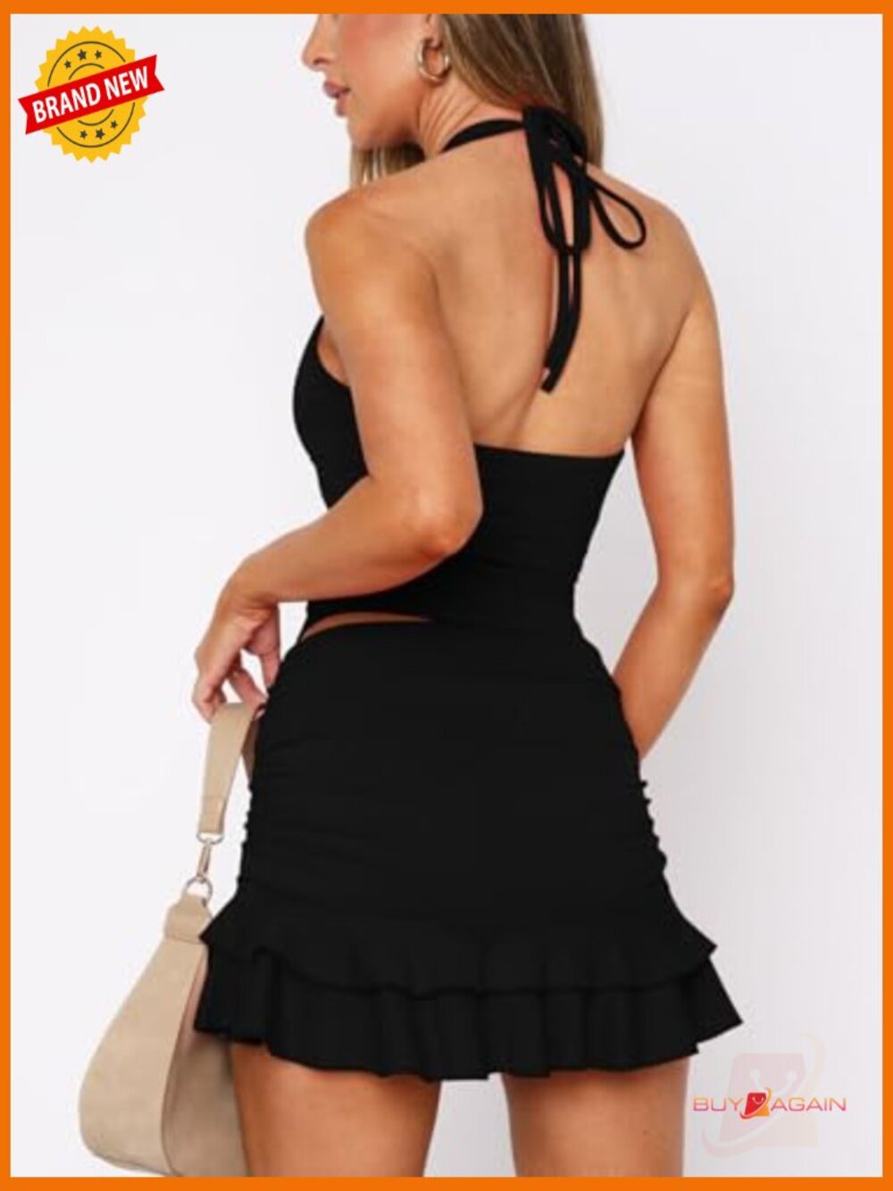 Women 2 Piece Skirt Sets Sleeveless Crop Top and Mini Skirt Summer Outfits - Picture 5 of 5